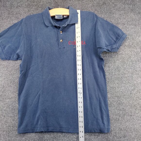 Optima Cotton Wear Men's Pique Colima Polo Shirt Blue Medium Short Sleeve - Picture 10 of 12